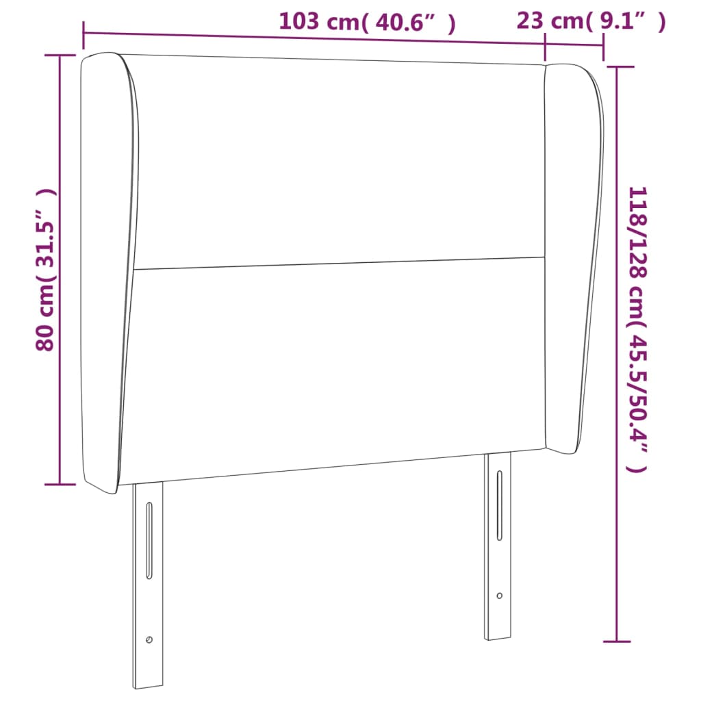 Headboard with Ears Dark Grey 103x23x118/128 cm Fabric