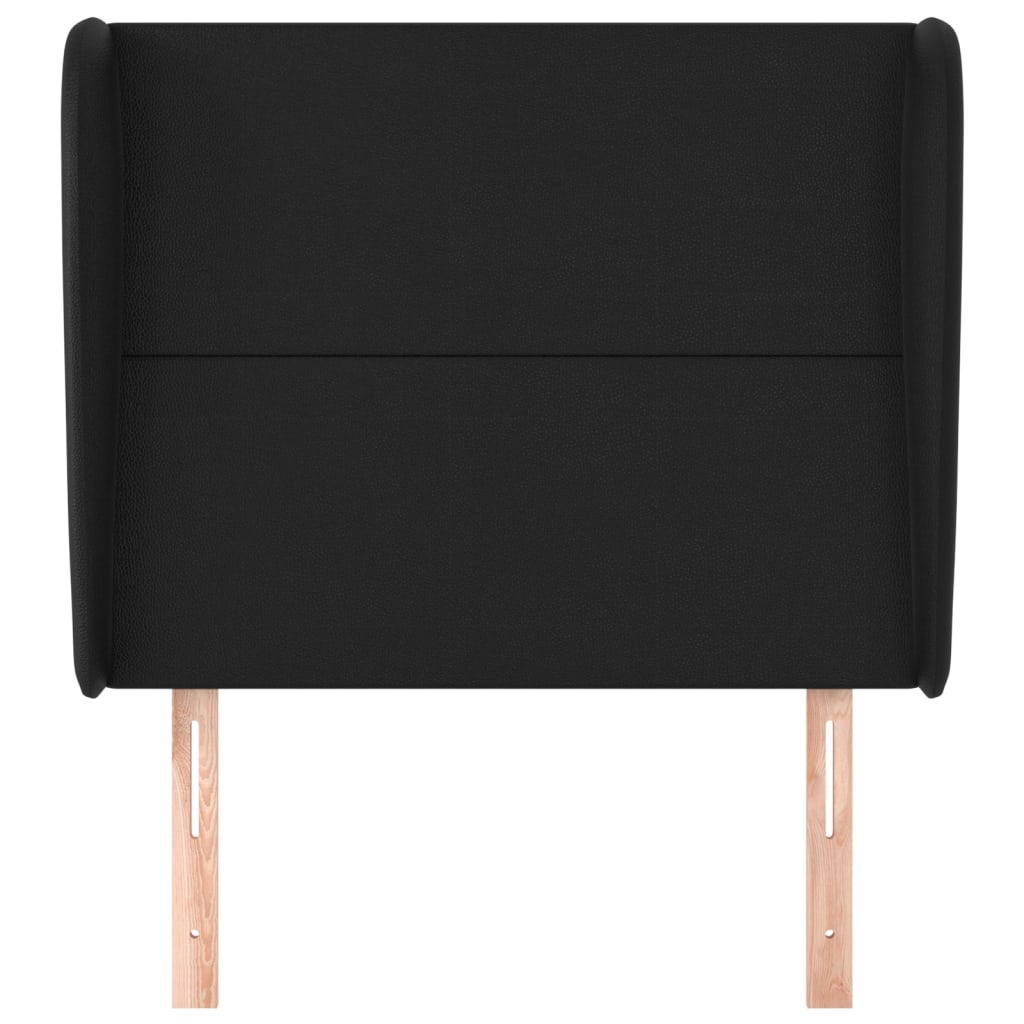 Headboard with Ears Black 103x23x118/128 cm Faux Leather