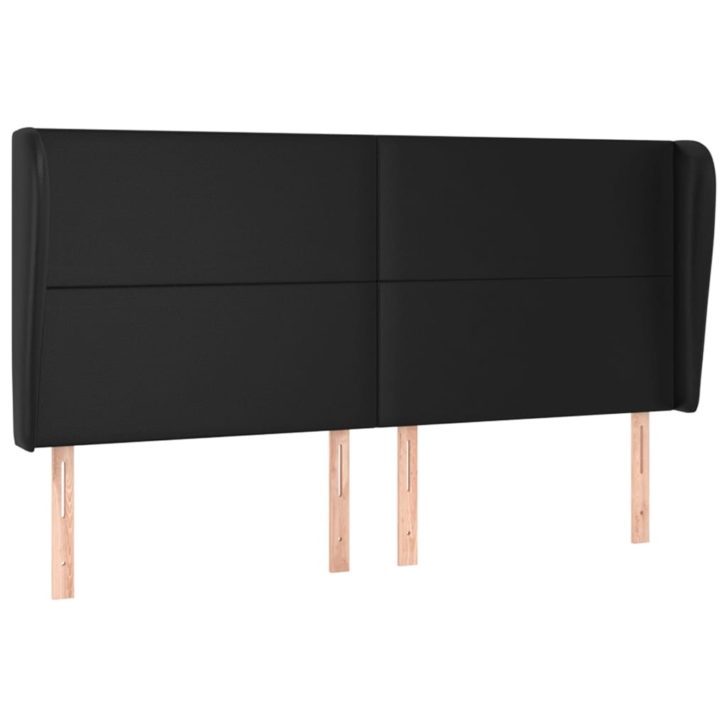 Headboard with Ears Black 203x23x118/128 cm Faux Leather