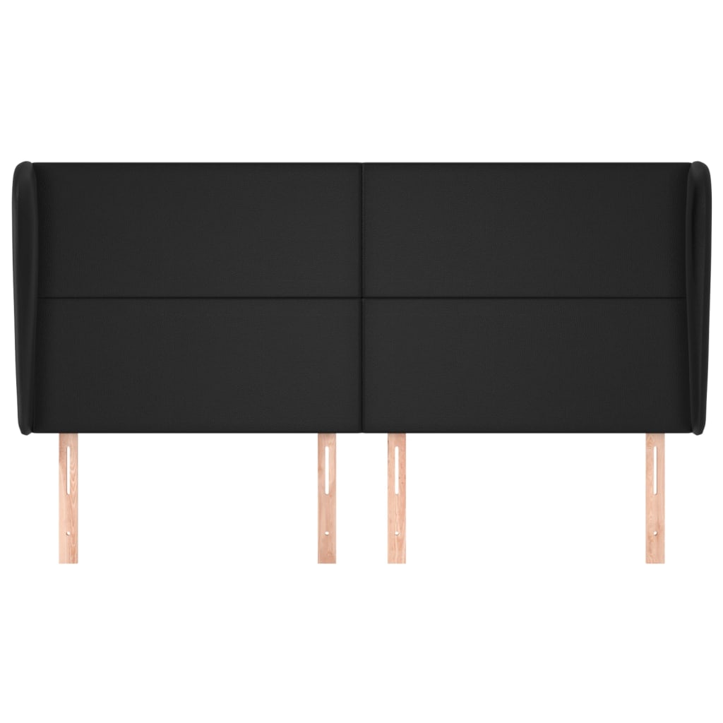 Headboard with Ears Black 203x23x118/128 cm Faux Leather