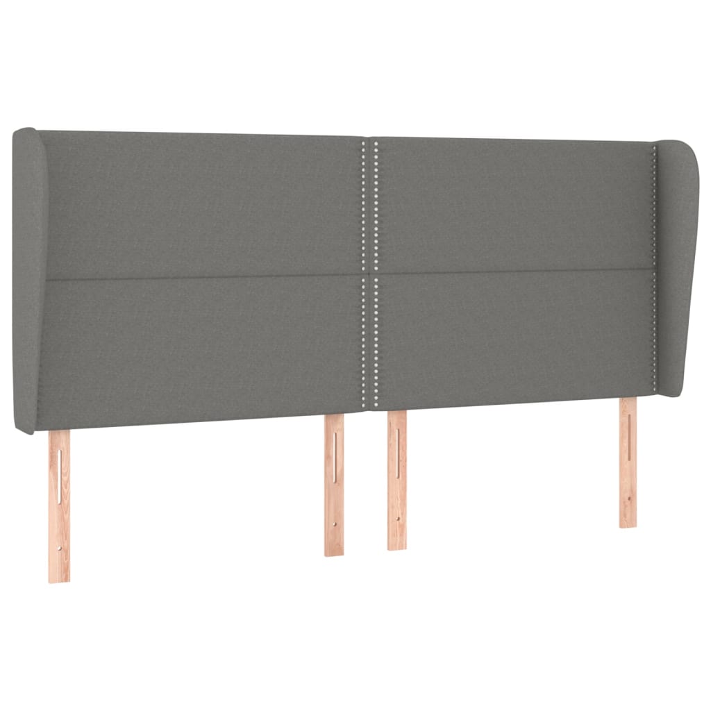 Headboard with Ears Dark Grey 163x23x118/128 cm Fabric