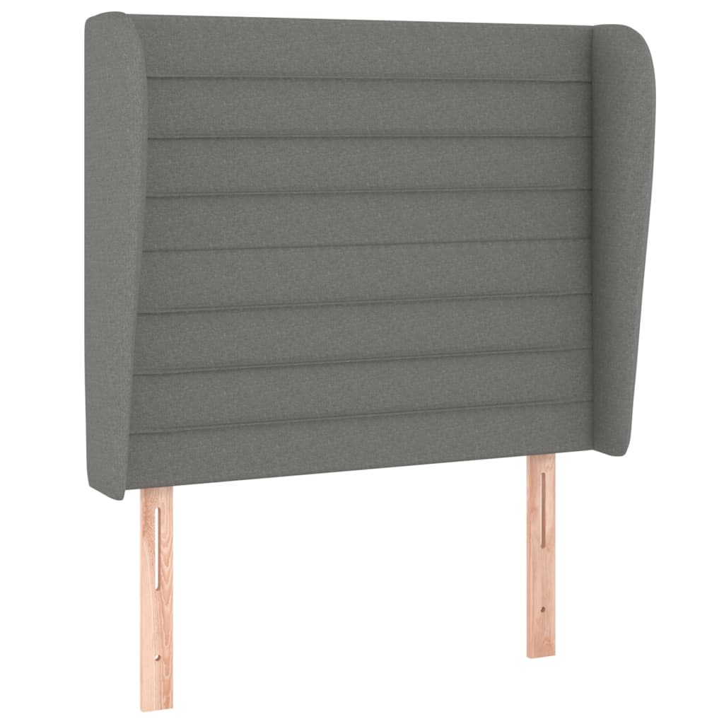 Headboard with Ears Dark Grey 83x23x118/128 cm Fabric