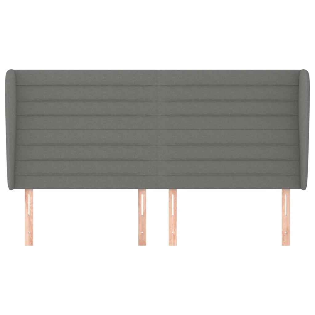 Headboard with Ears Dark Grey 203x23x118/128 cm Fabric