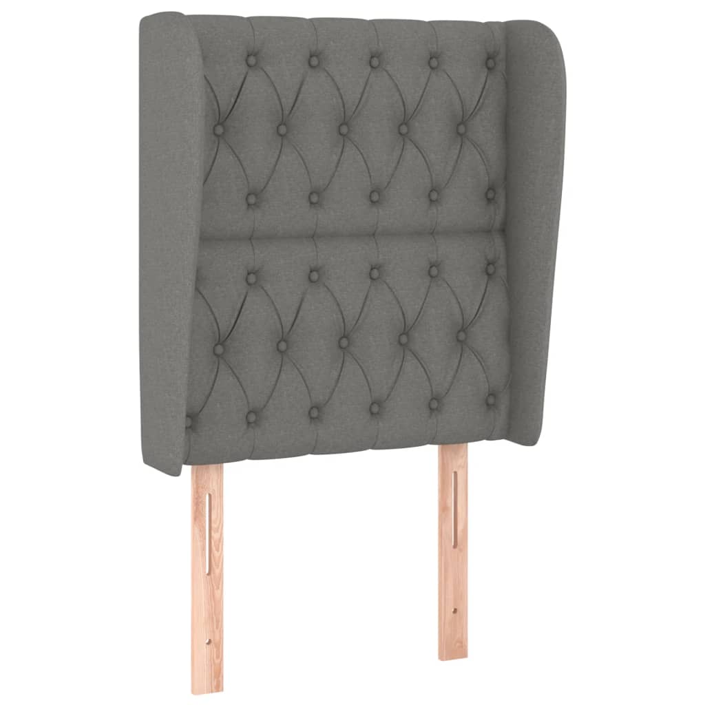 Headboard with Ears Dark Grey 83x23x118/128 cm Fabric