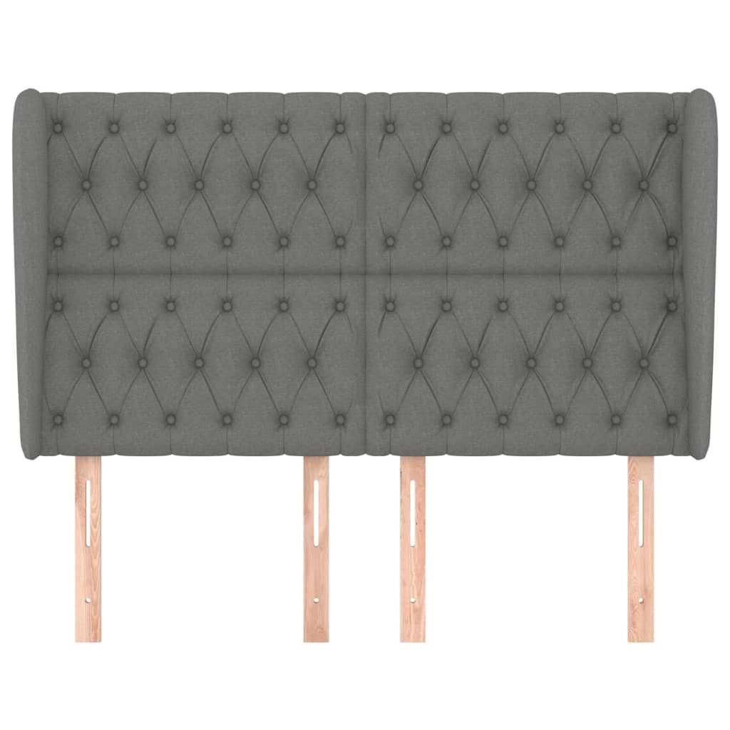 Headboard with Ears Dark Grey 163x23x118/128 cm Fabric