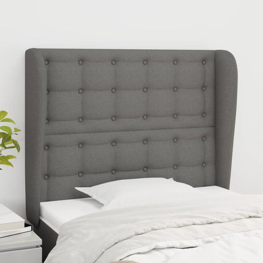 Headboard with Ears Dark Grey 83x23x118/128 cm Fabric