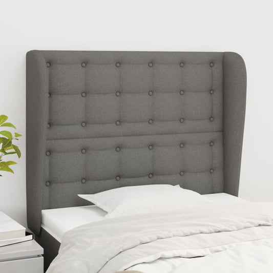 Headboard with Ears Dark Grey 103x23x118/128 cm Fabric