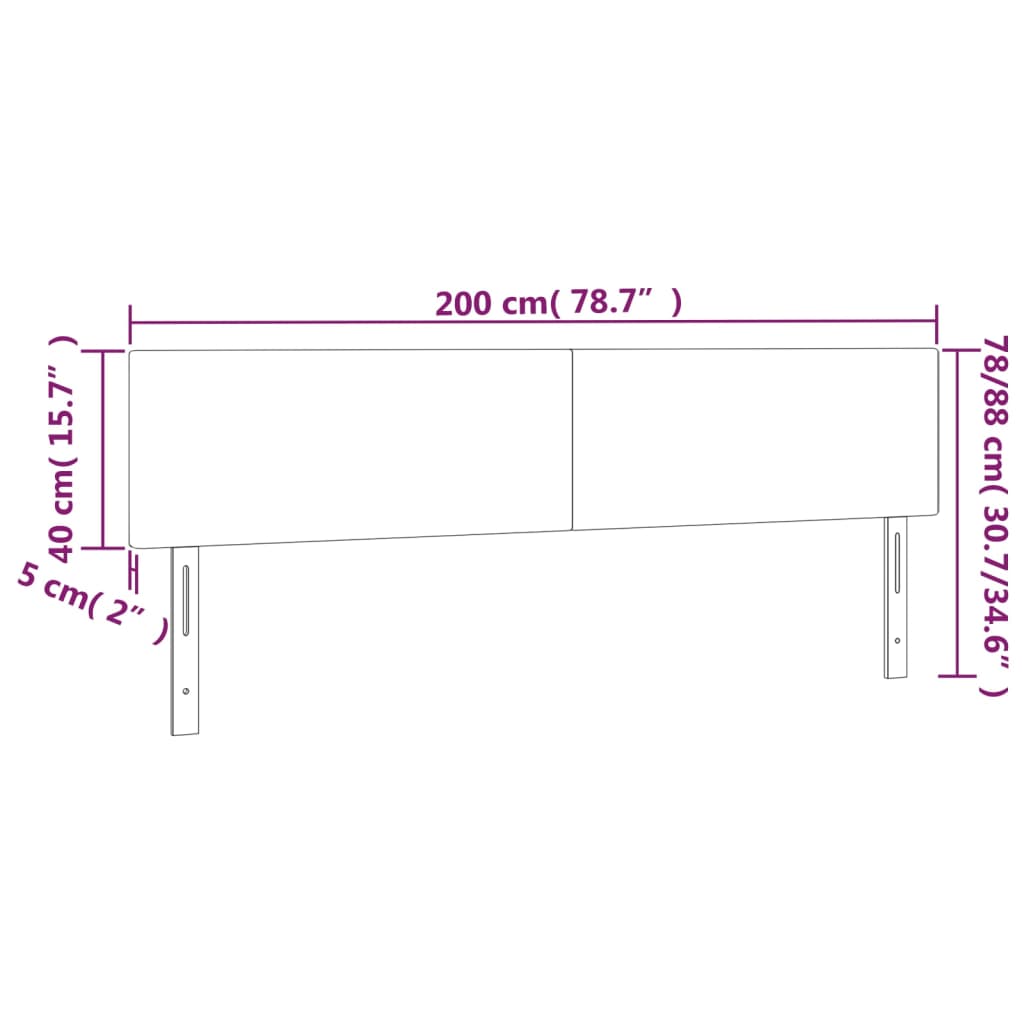 LED Headboard Dark Grey 200x5x78/88 cm Fabric