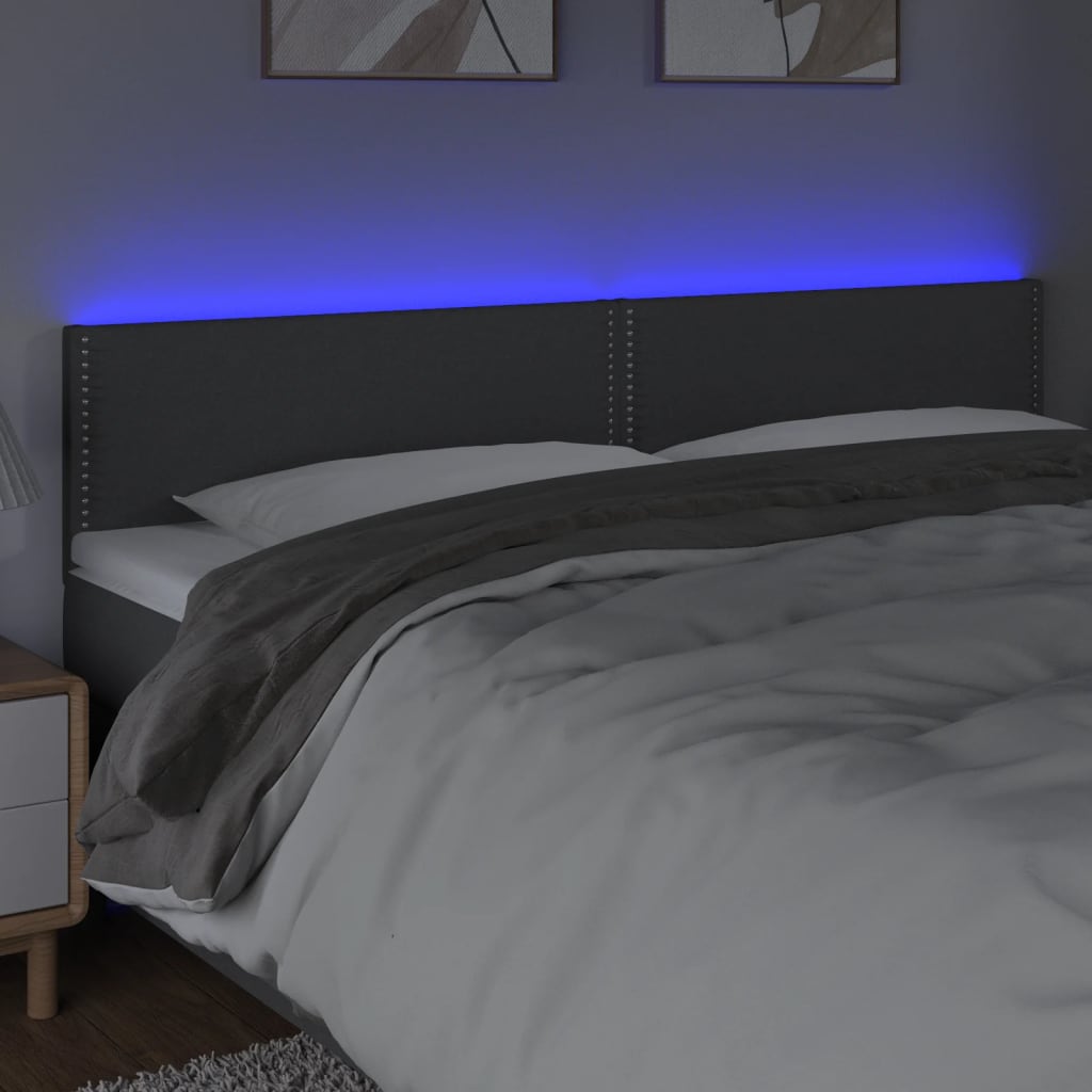 LED Headboard Dark Grey 160x5x78/88 cm Fabric