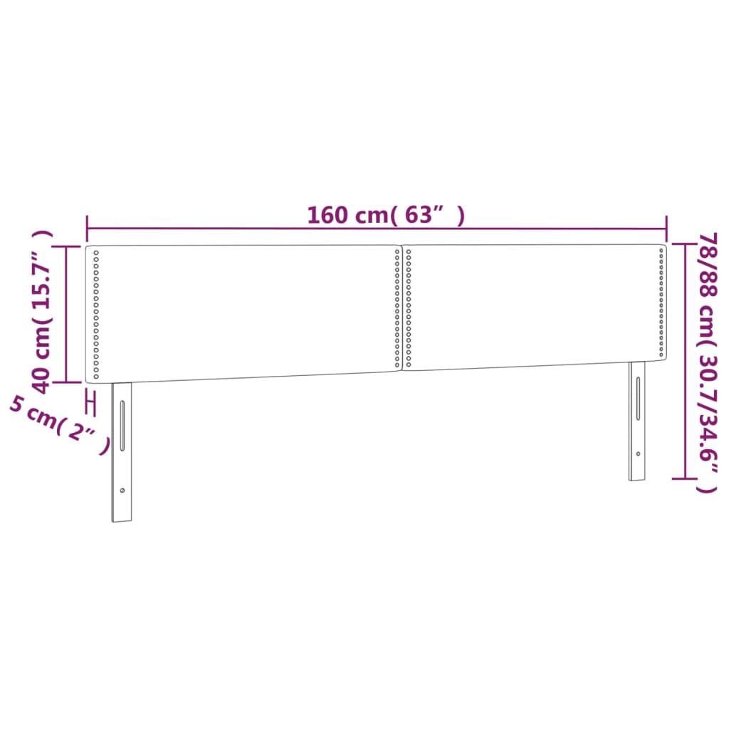 LED Headboard Dark Grey 160x5x78/88 cm Fabric