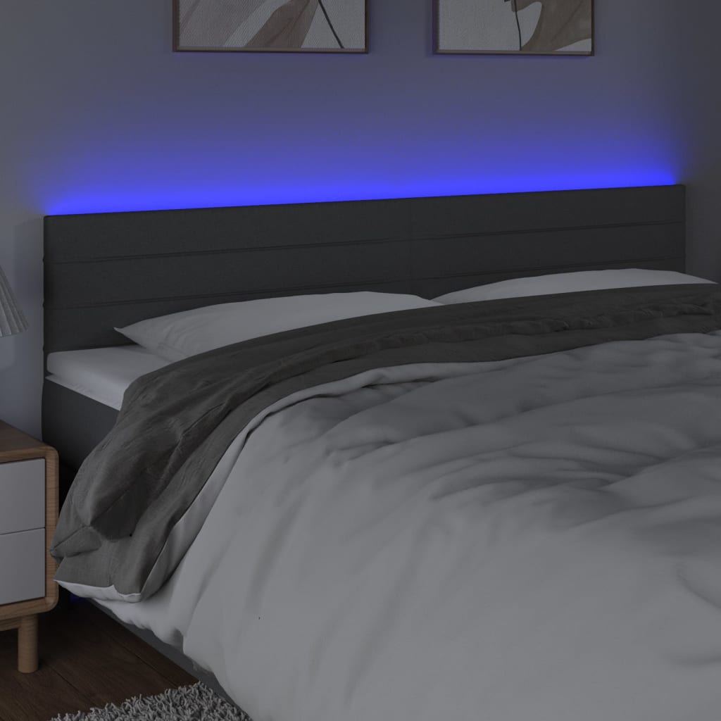 LED Headboard Dark Grey 160x5x78/88 cm Fabric