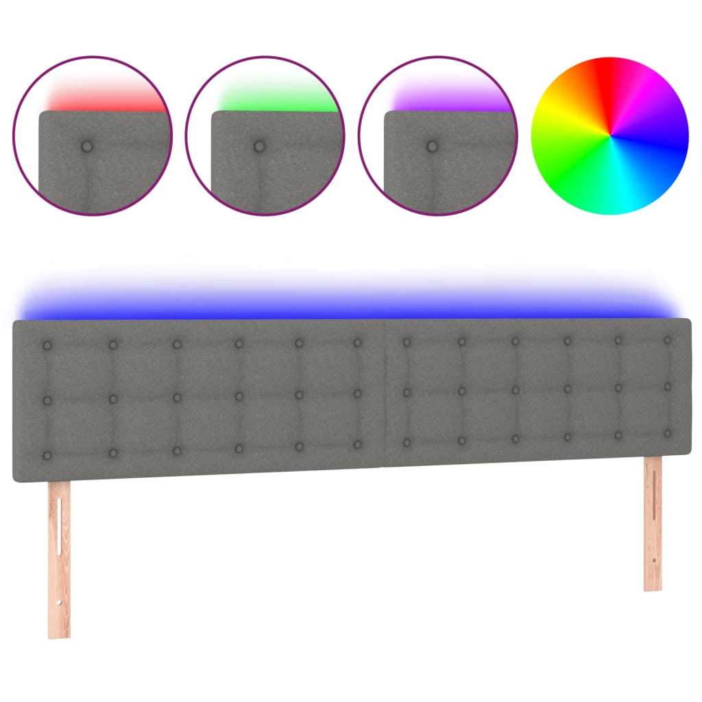 LED Headboard Dark Grey 160x5x78/88 cm Fabric