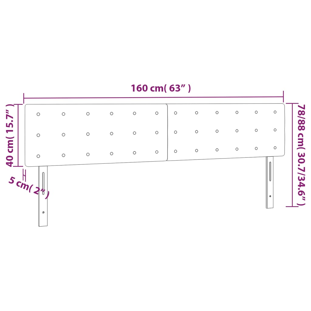 LED Headboard Dark Grey 160x5x78/88 cm Fabric