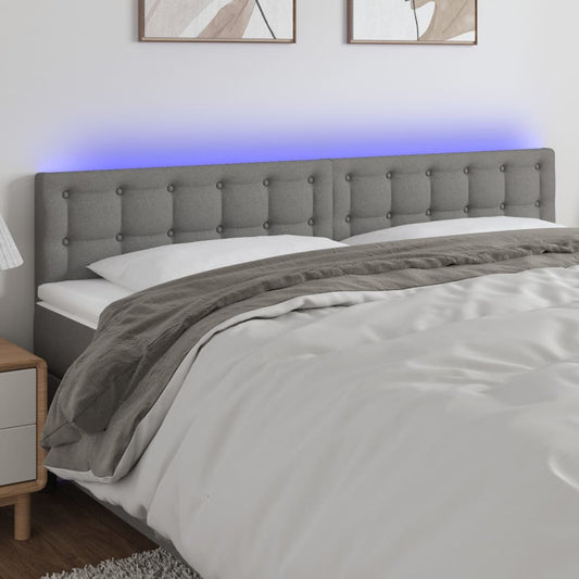 LED Headboard Dark Grey 200x5x78/88 cm Fabric