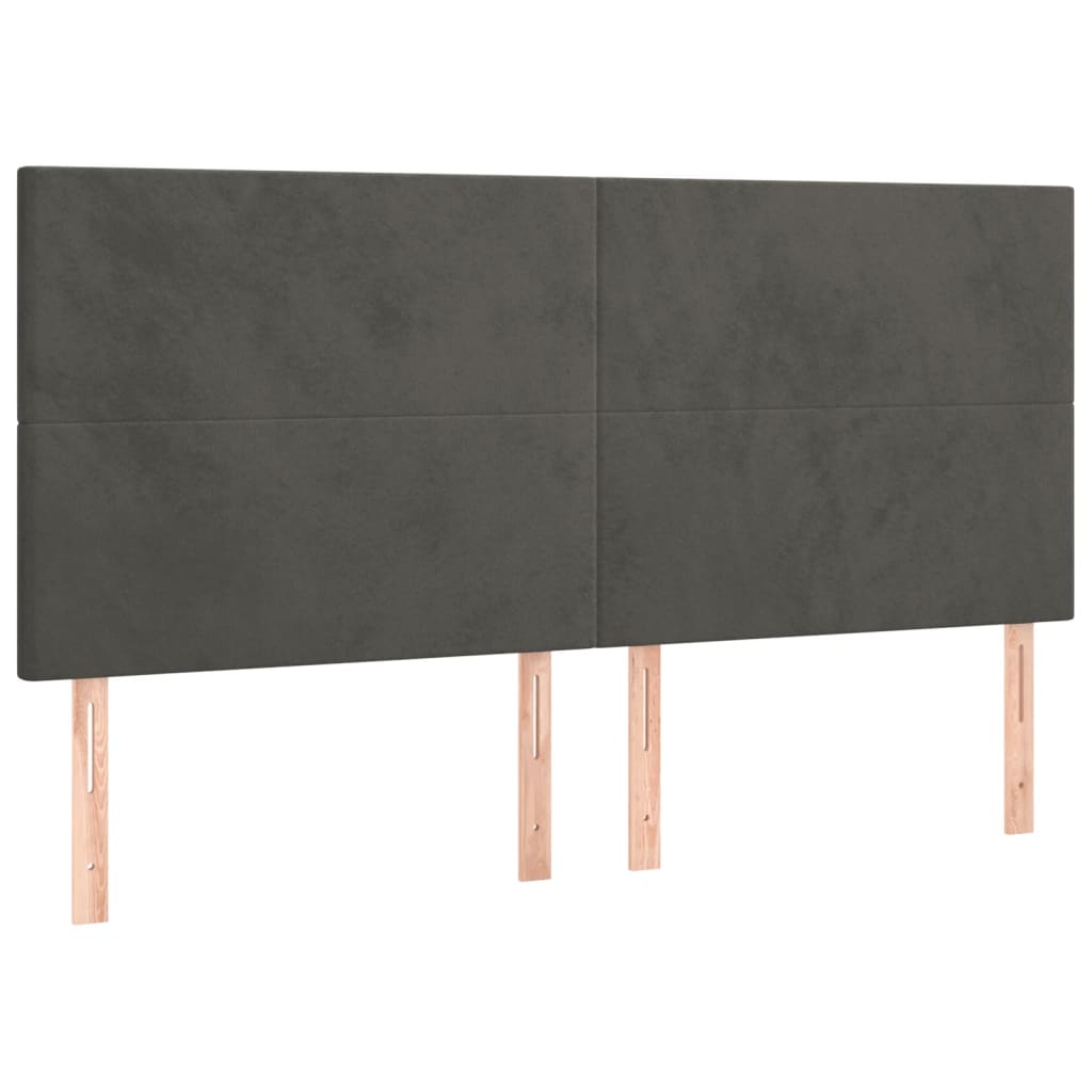 LED Headboard Dark Grey 200x5x118/128 cm Velvet