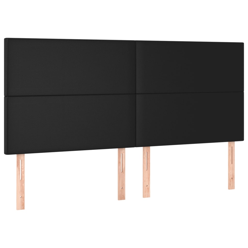 LED Headboard Black 200x5x118/128 cm Faux Leather