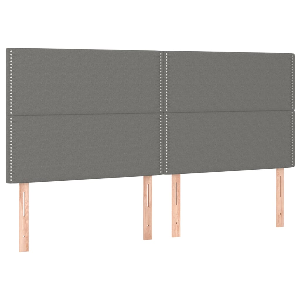 LED Headboard Dark Grey 160x5x118/128 cm Fabric