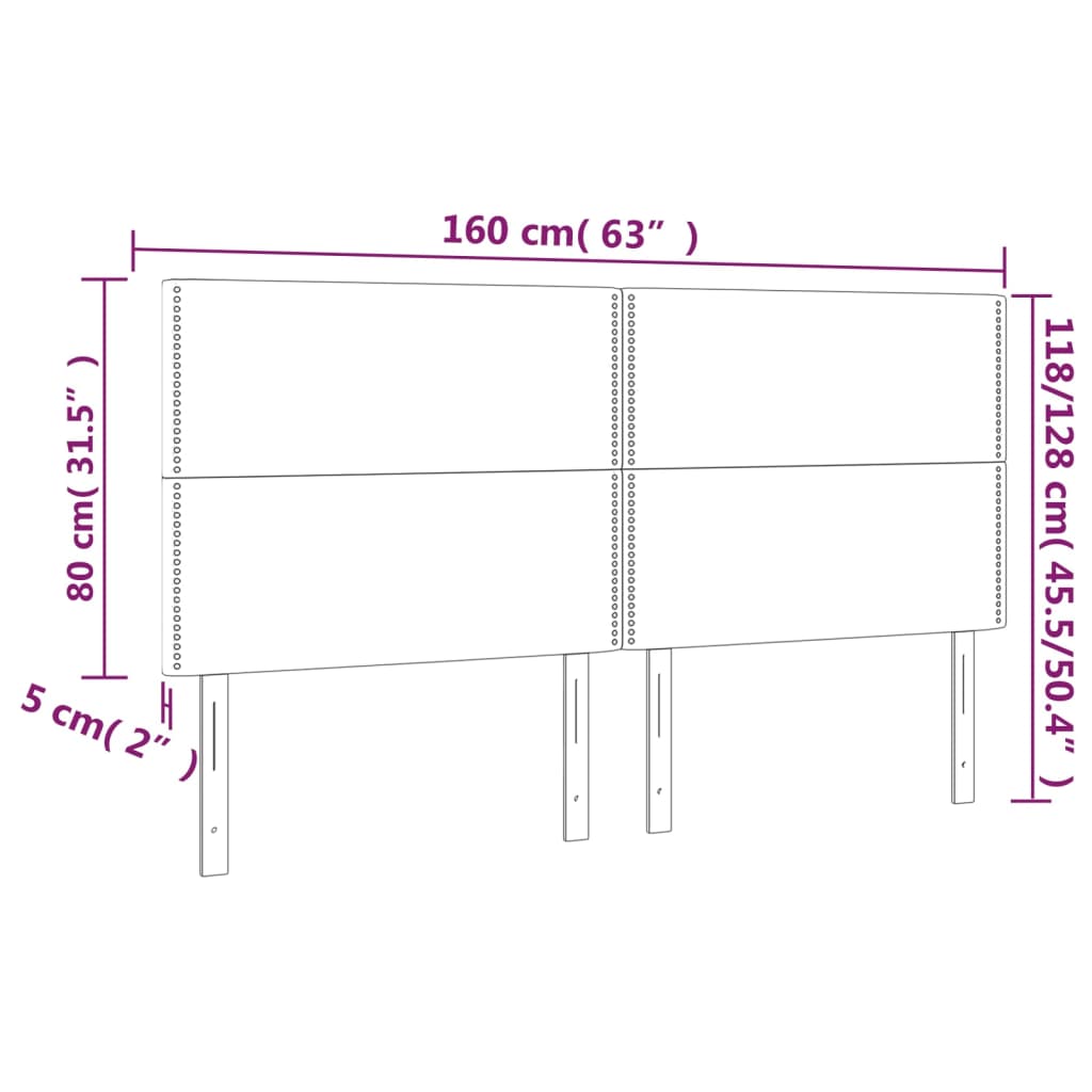 LED Headboard Dark Grey 160x5x118/128 cm Fabric