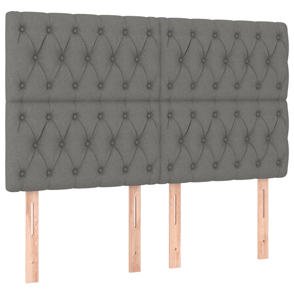 LED Headboard Dark Grey 160x7x118/128 cm Fabric