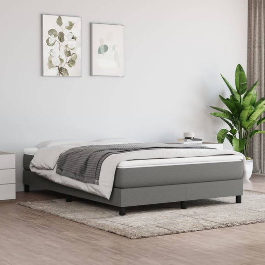 Box Spring Bed with Mattress Dark Grey 153x203 cm Queen Size Fabric