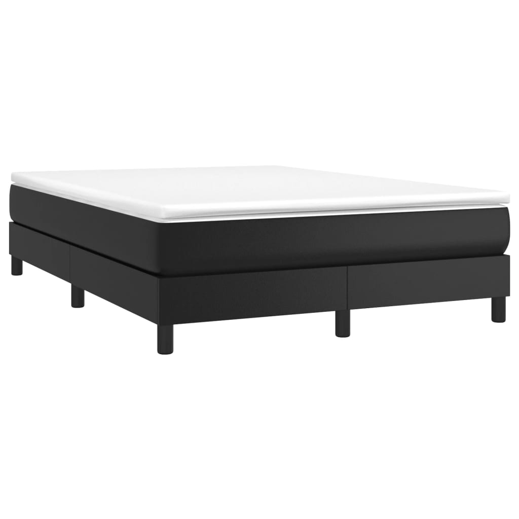 Box Spring Bed with Mattress Black 137x190 cm Faux Leather