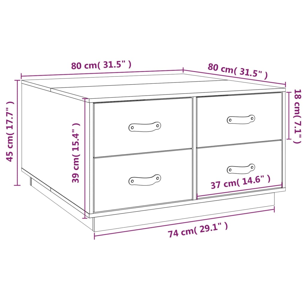 Coffee Table 80x80x45 cm Solid Wood Pine