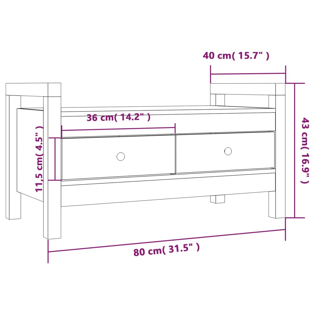 Hall Bench 80x40x43 cm Solid Wood Pine