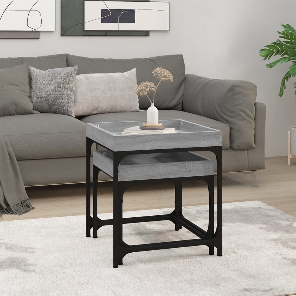 Side Tables 2 pcs Grey Sonoma Engineered Wood