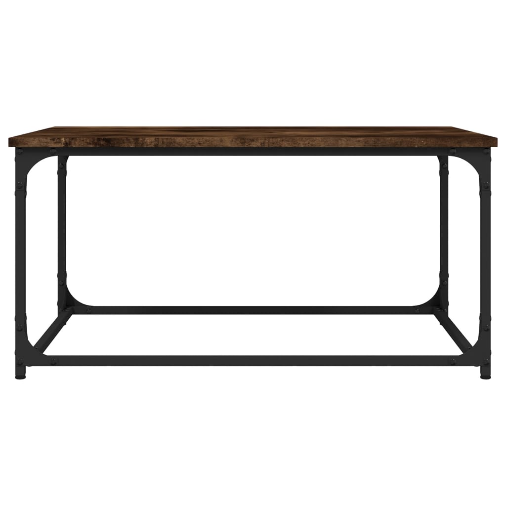 Coffee Table Smoked Oak 80x50x40 cm Engineered Wood and Iron