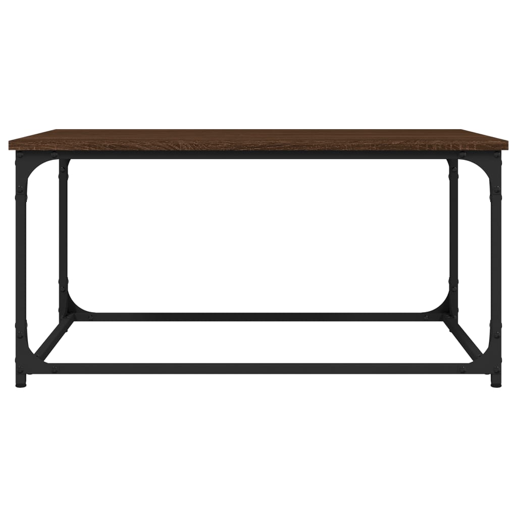 Coffee Table Brown Oak 80x50x40 cm Engineered Wood and Iron