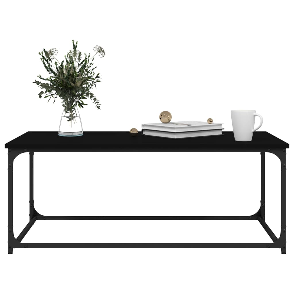 Coffee Table Black 102x50x40 cm Engineered Wood and Iron