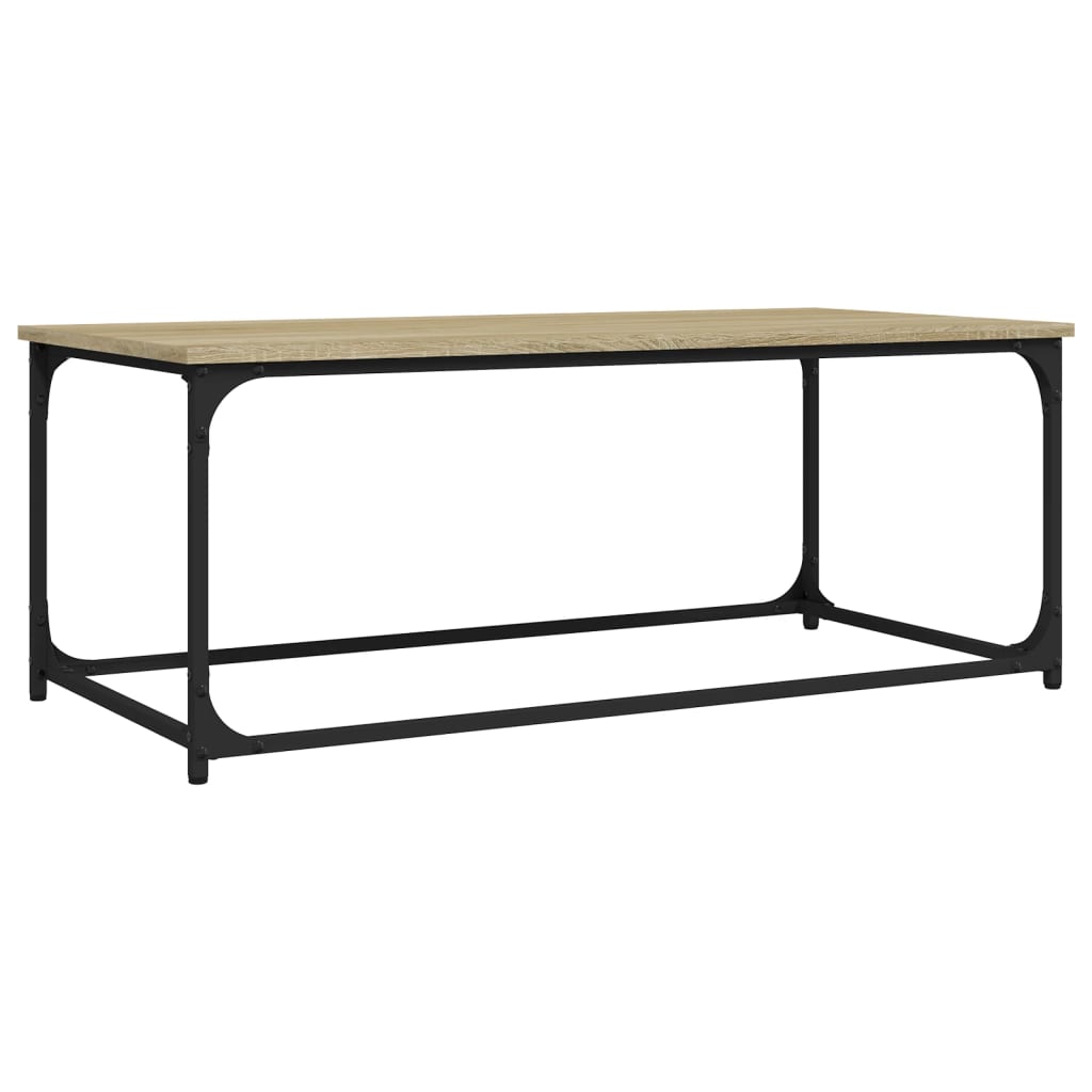 Coffee Table Sonoma Oak 102x50x40 cm Engineered Wood and Iron