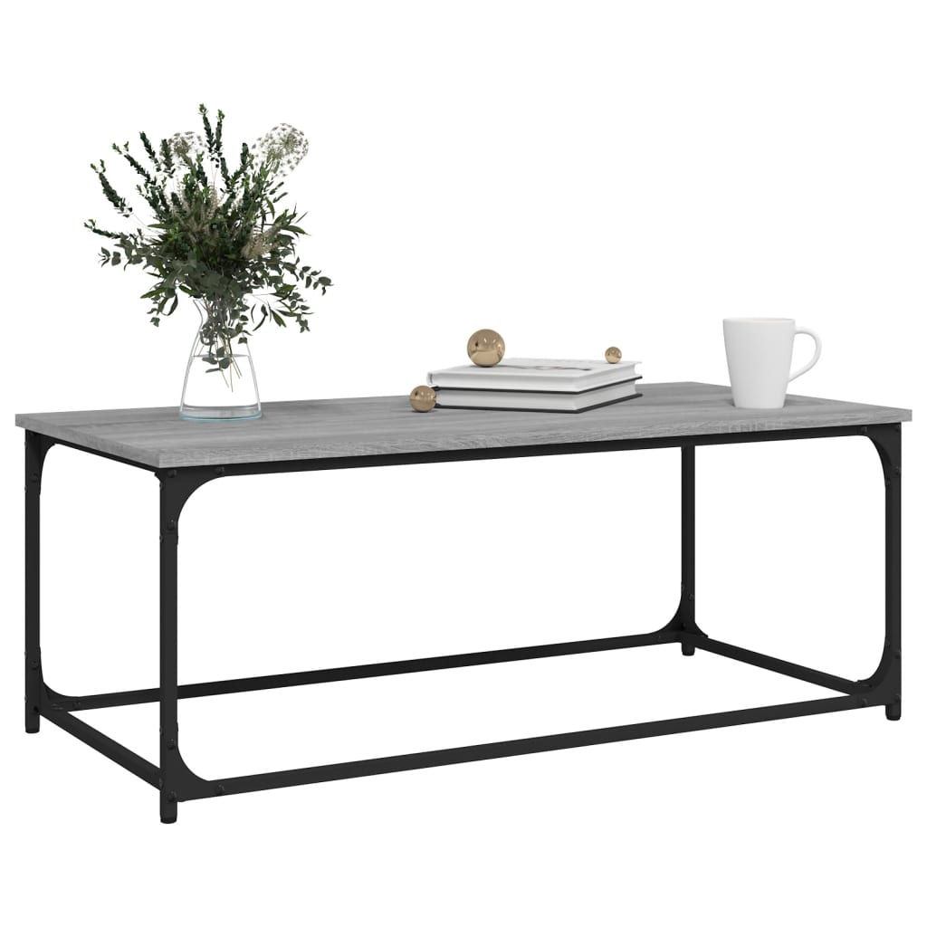 Coffee Table Grey Sonoma 102x50x40 cm Engineered Wood and Iron