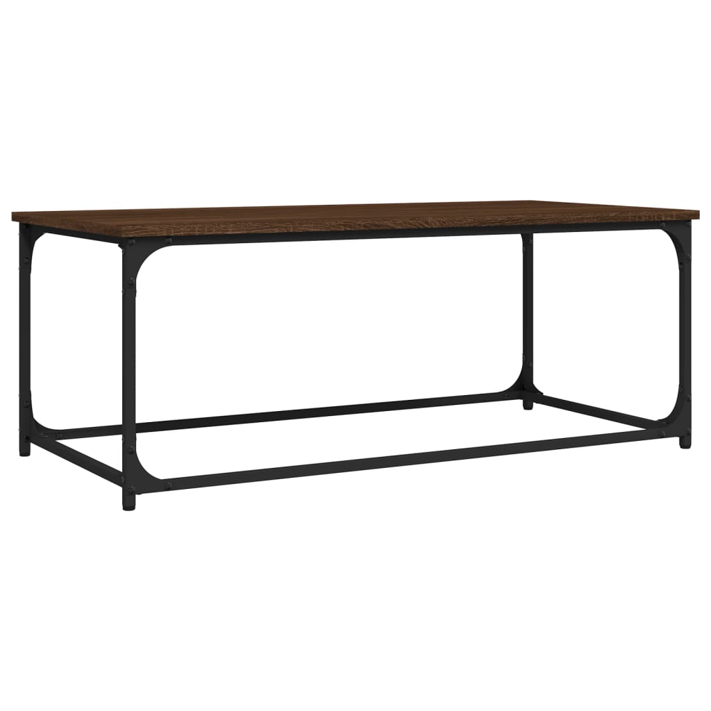 Coffee Table Brown Oak 102x50x40 cm Engineered Wood and Iron