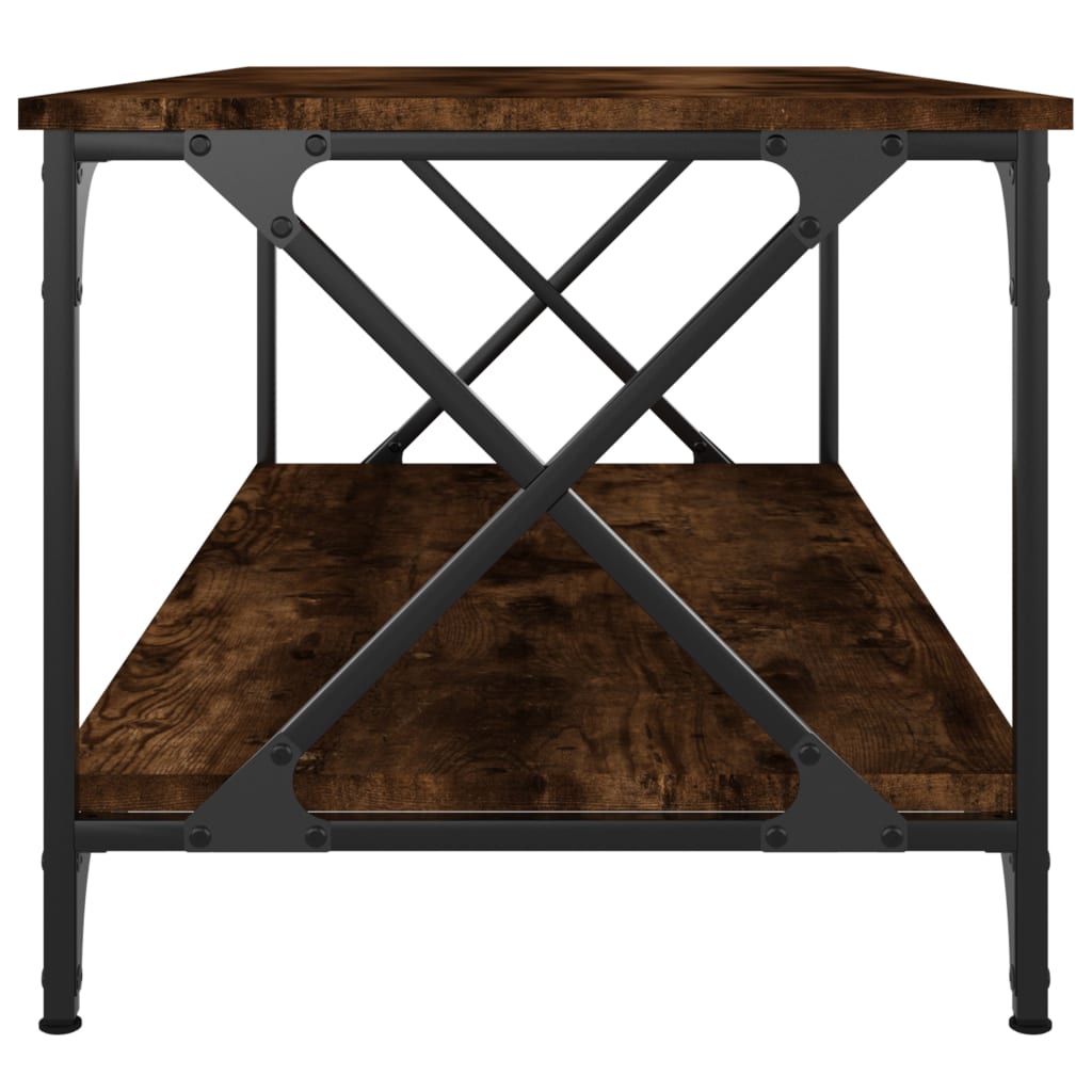 Coffee Table Smoked Oak 100x50x45 cm Engineered Wood and Iron