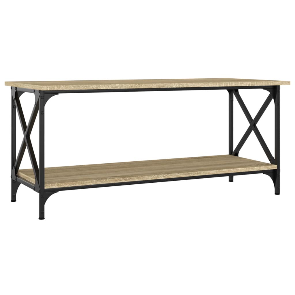 Coffee Table Sonoma Oak 100x45x45 cm Engineered Wood and Iron