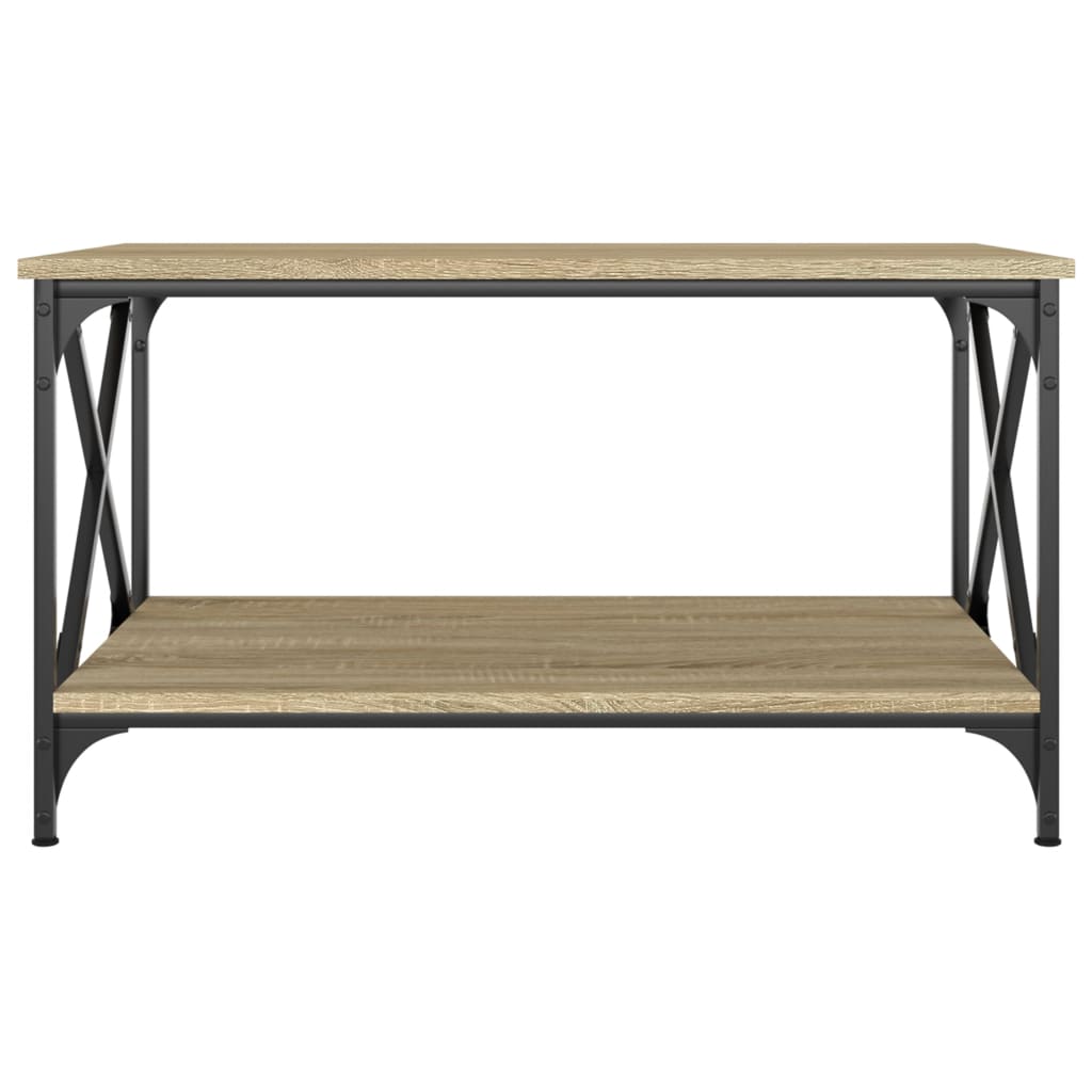 Coffee Table Sonoma Oak 80x50x45 cm Engineered Wood and Iron