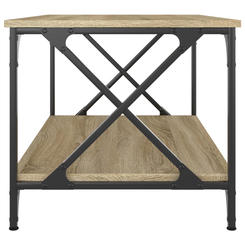 Coffee Table Sonoma Oak 80x50x45 cm Engineered Wood and Iron