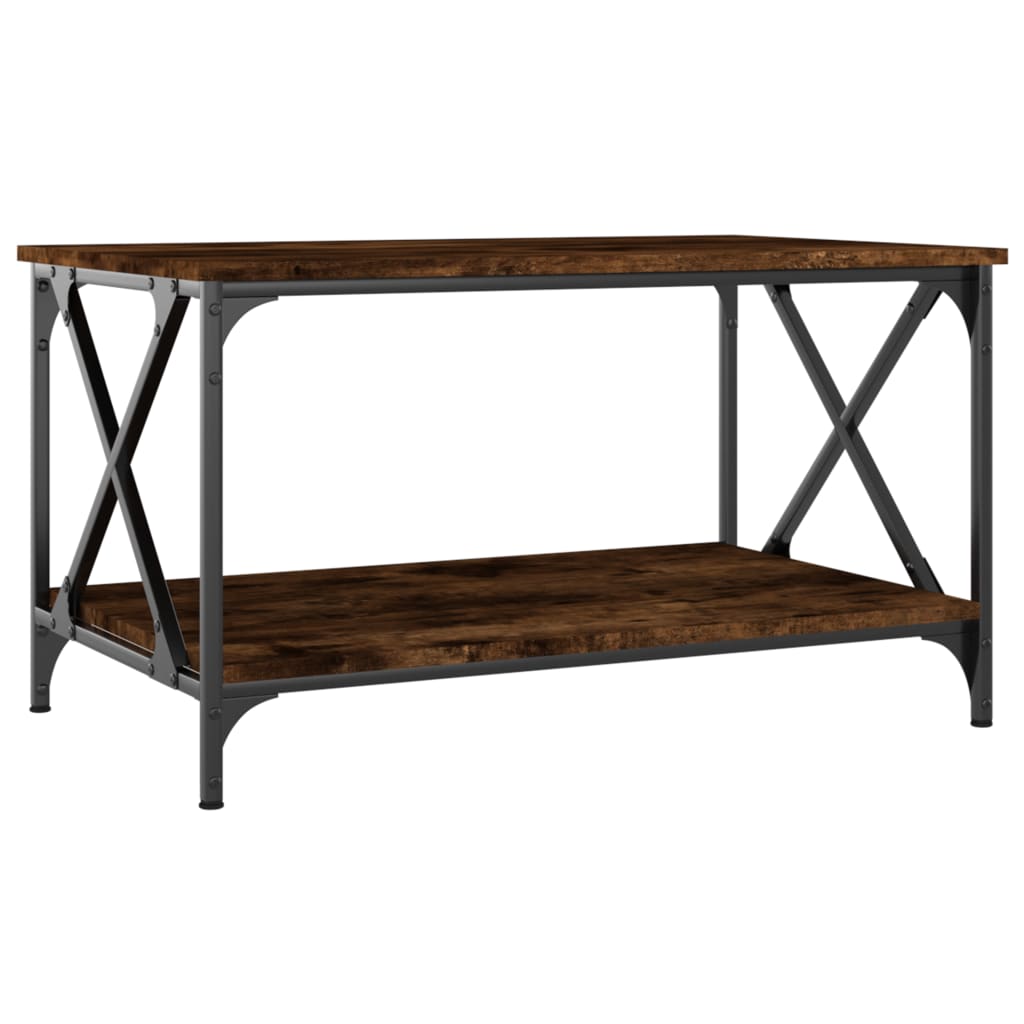 Coffee Table Smoked Oak 80x50x45 cm Engineered Wood and Iron