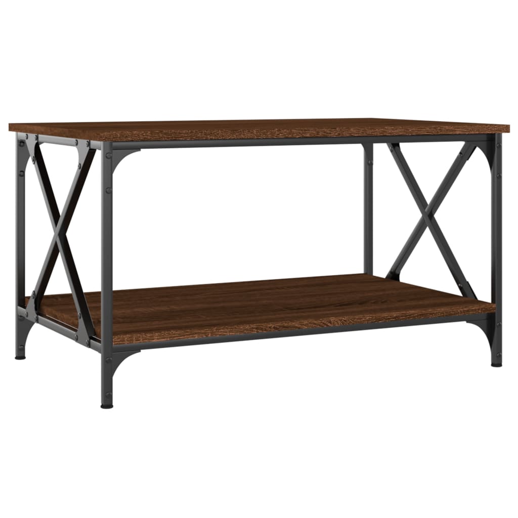 Coffee Table Brown Oak 80x50x45 cm Engineered Wood and Iron