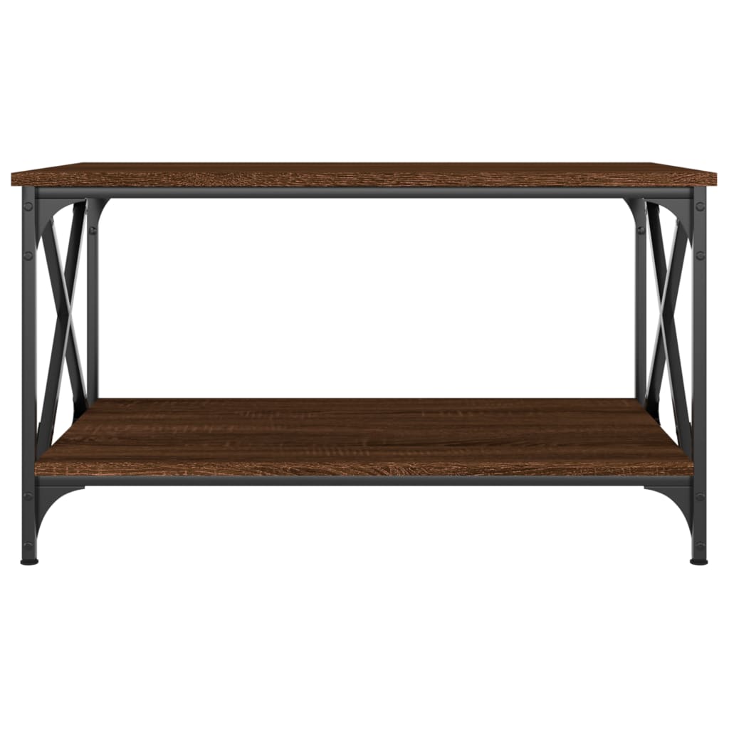 Coffee Table Brown Oak 80x50x45 cm Engineered Wood and Iron