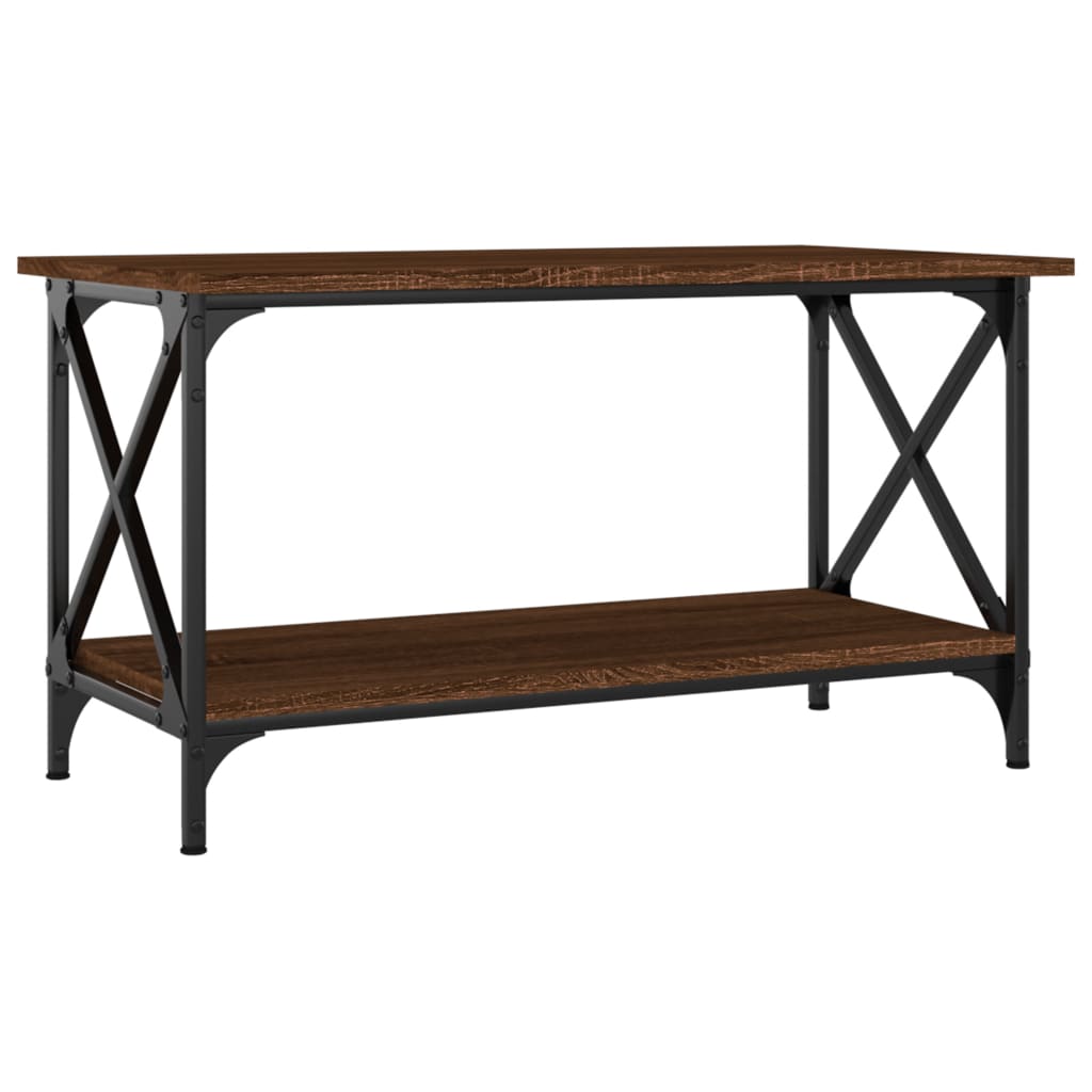 Coffee Table Brown Oak 80x45x45 cm Engineered Wood and Iron