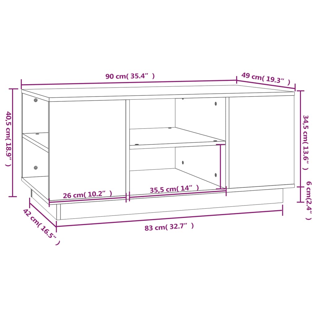 Coffee Table 90x49x40.5 cm Solid Wood Pine