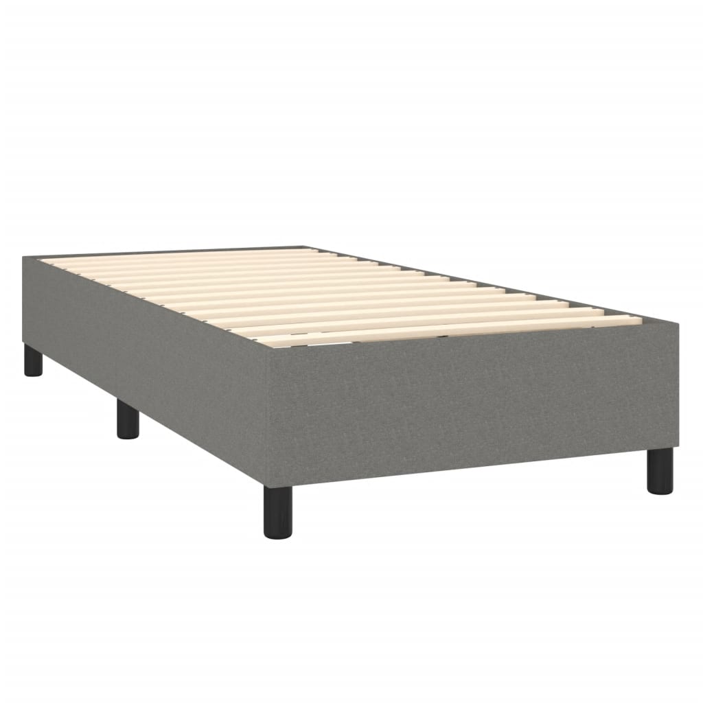 Box Spring Bed with Mattress Dark Grey 107x203 cm King Single Fabric