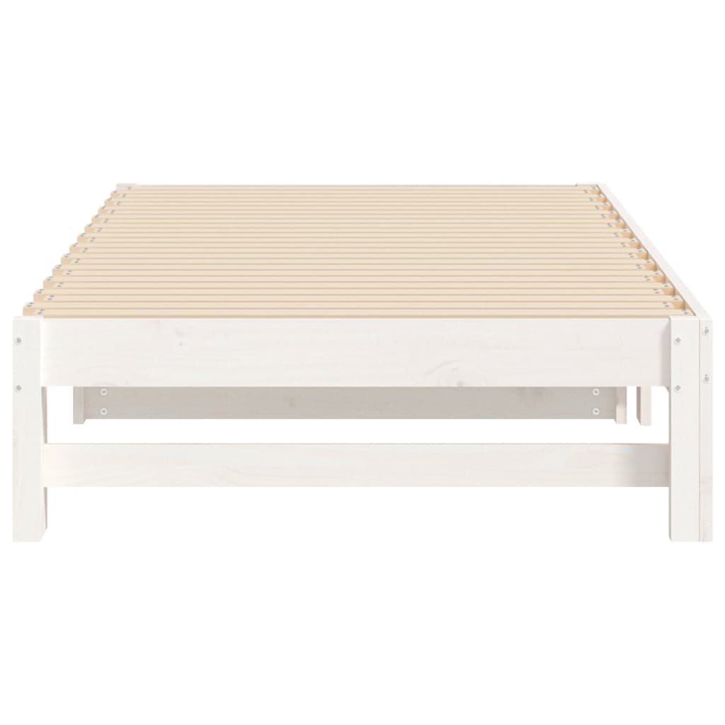 Pull-out Day Bed White 2x(92x187) cm Single Size Solid Wood Pine