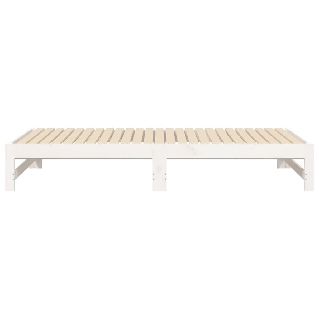 Pull-out Day Bed White 2x(92x187) cm Single Size Solid Wood Pine