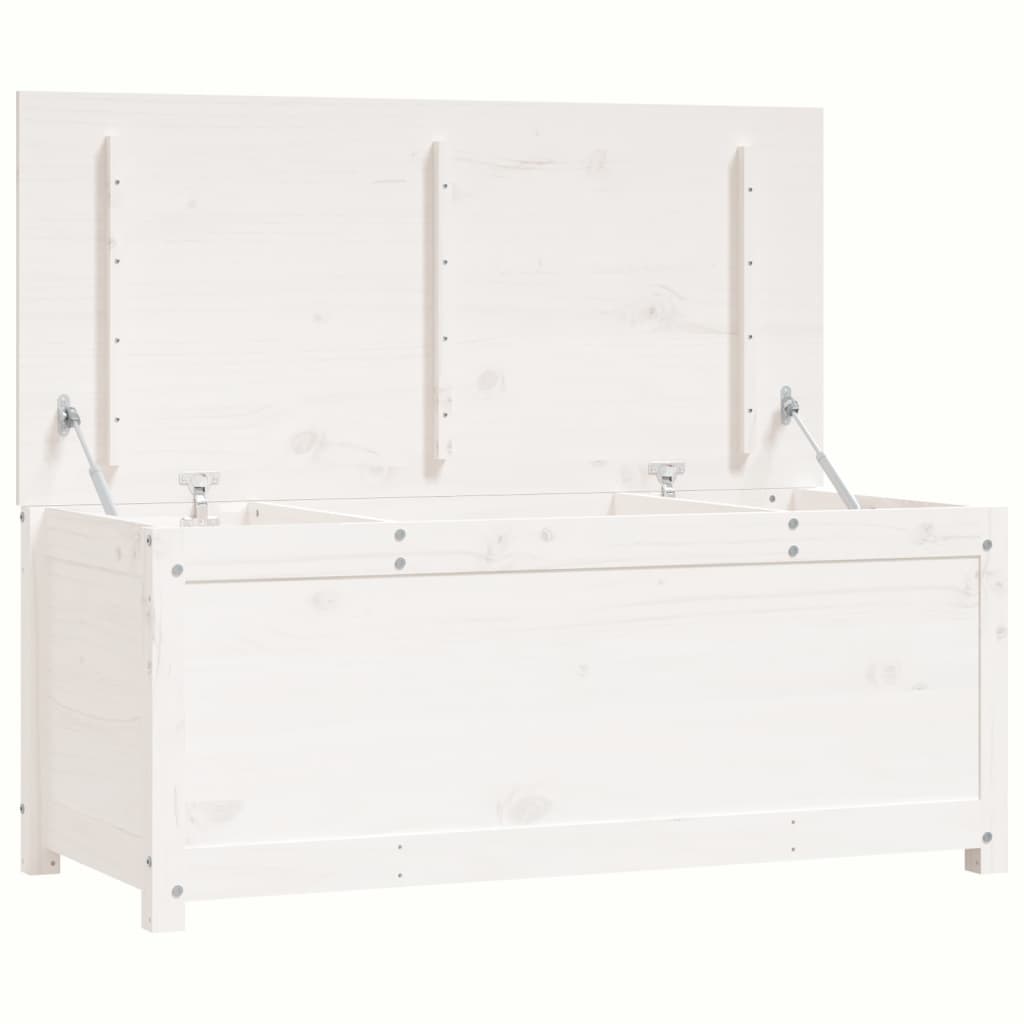 Storage Box White 110x50x45.5 cm Solid Wood Pine