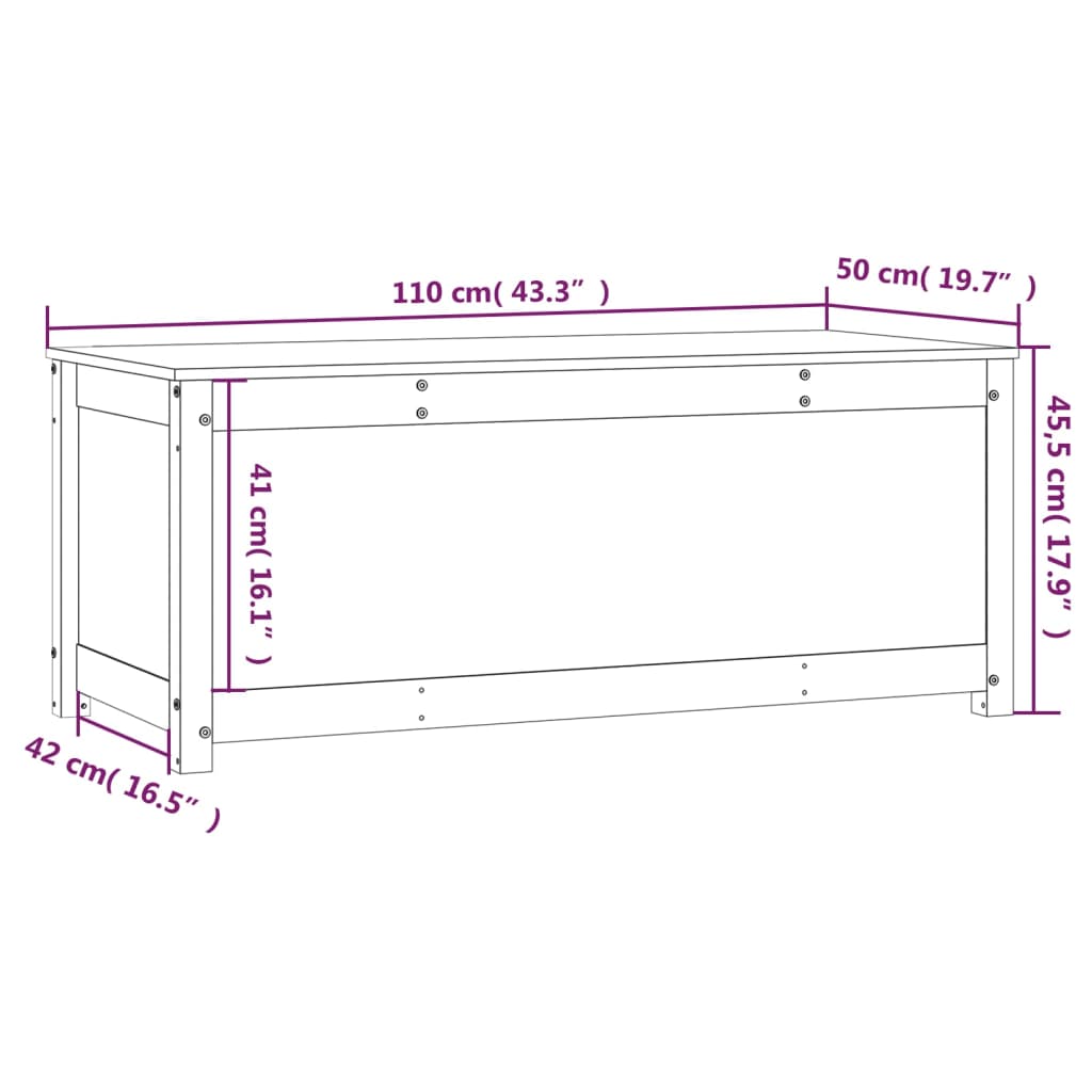 Storage Box White 110x50x45.5 cm Solid Wood Pine