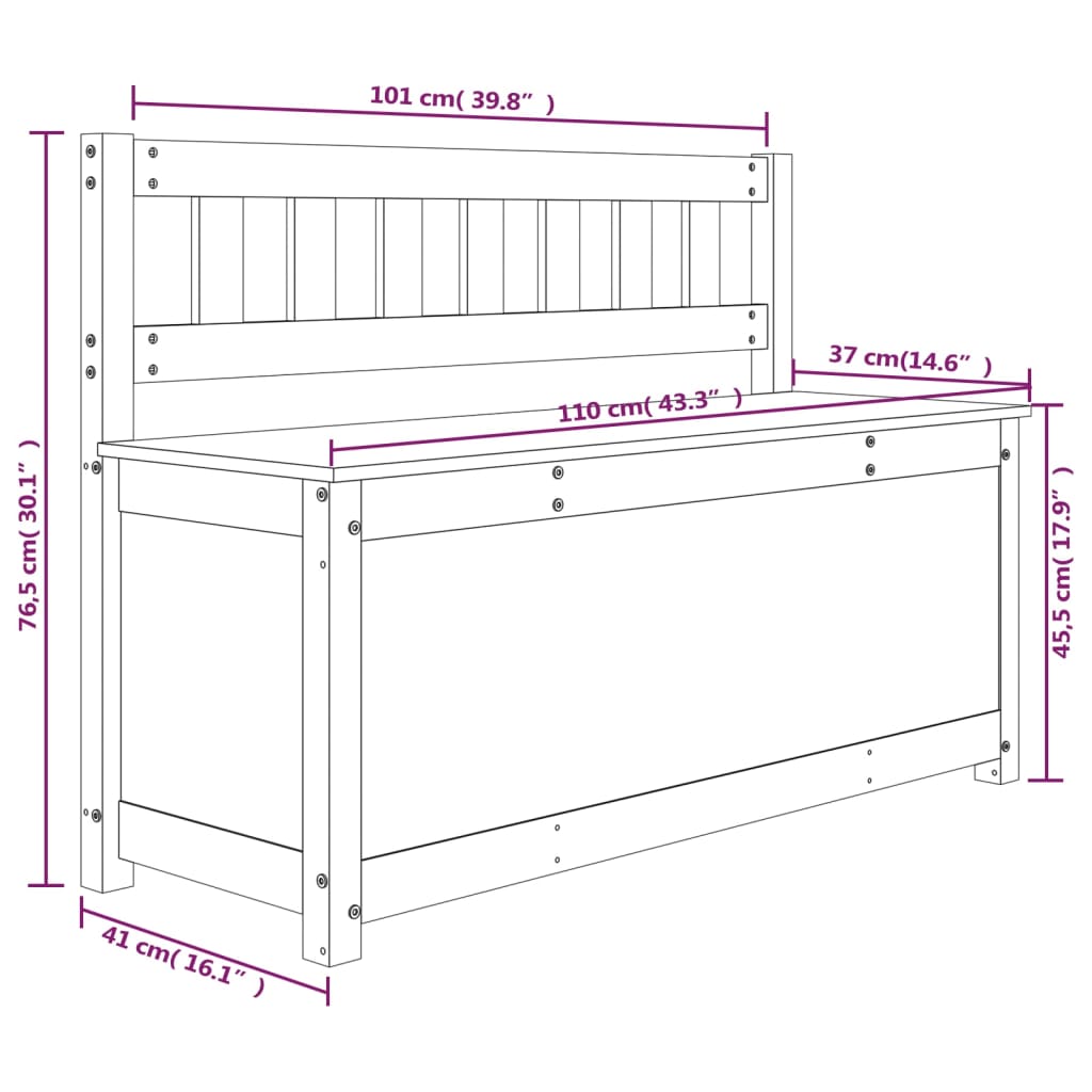 Bench 110x41x76.5 cm Solid Wood Pine