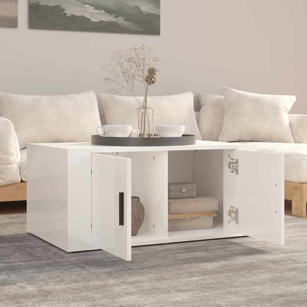 Coffee Table High Gloss White 80x50x36 cm Engineered Wood